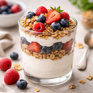 breakfast with yogurt and fruit